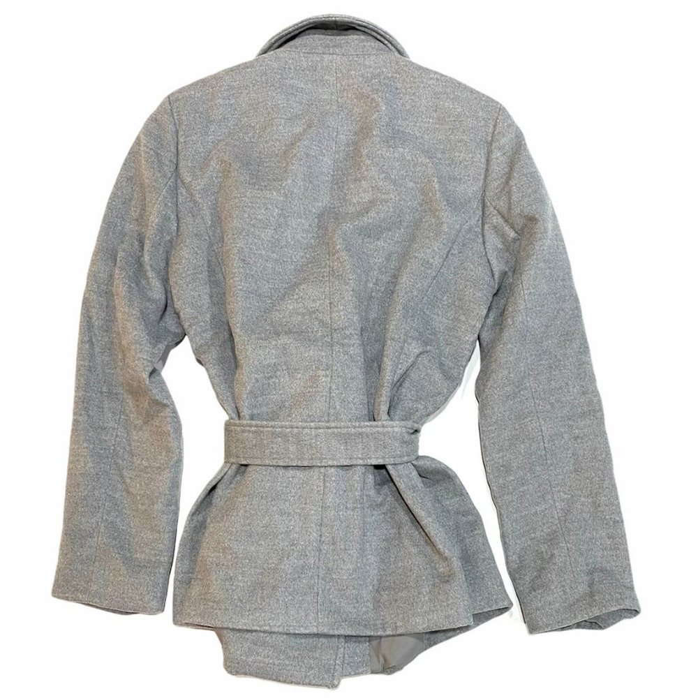 NWT Ann Taylor LOFT Coat Sz LARGE Gray Belt Pockets - Picture 2 of 5